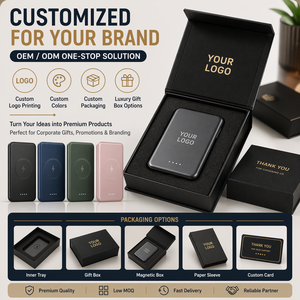 พาวเวอร์แบงค์แบบพกพาขนาดเล็ก 5000mAh รองรับโลโก้ เหมาะสำหรับการเดินทาง ชาร์จเร็วแบบไร้สาย 15W Type C พร้อมแม่เหล็ก - Product Image 3