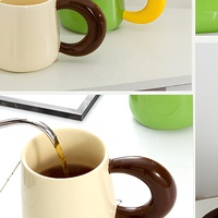 Mug en céramique bicolore, tasse à café pour couple, mug à café en porcelaine avec logo personnalisé pour la maison ou comme cadeau