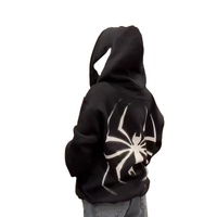 Sweat à capuche zippé Spider-Man surdimensionné doublé, personnalisé, unisexe, style Y2K, pour couple, collection Printemps 2025, thème Halloween, style européen et américain