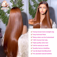 Perruque de Cheveux Humains Bruts Vierges Vietnamiens Doublement Étirés Super Chocolat Miel Marron, Perruque Naturelle Sans Colle avec Lacet Frontal HD