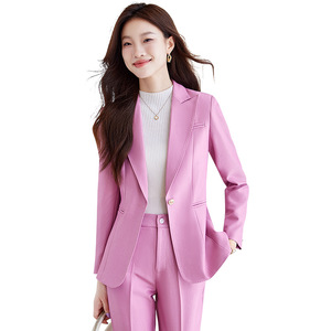 Women's Business Suit Set Orange <b>Three</b> <b>Quarter</b> Sleeve Anti-Wrinkle Formal Wear Autumn Style - Product Image 5