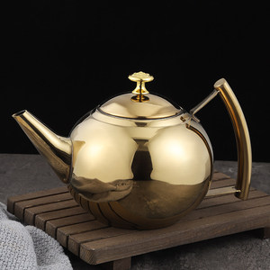 Théière en acier inoxydable doré 1L 1,5L 2L avec couvercle pour servir le thé, origine Chaozhou - Product Image 1