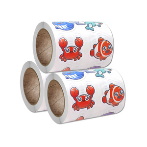 Self Adhesive Custom Flower Shaped Beautiful Design Kiss Cut Round Stickers on Roll - Product Image 4