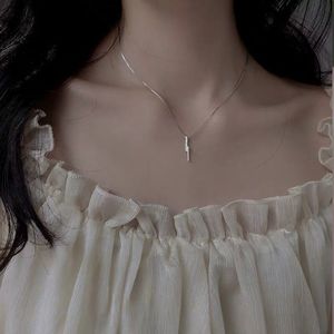 Sterling Silver Plated Geometric Necklace For Women Korean Style Simple Elegant Pendant Long Chain Fashion Jewelry - Product Image 2