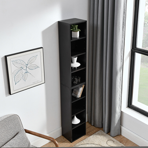 8 Tier Media Tower Rack Slim Storage Cabinet Adjustable Shelves Tall Narrow Bookcase Display <b>Bookshelf</b> For Home - Product Image 4