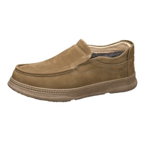 Men Winter Warm Genuine Leather Slip On Shoes Round Toe Plush Lining Rubber Outsole Comfortable Low Cut Boots - Product Image 5