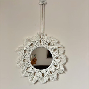 <span class=keywords><strong>Espejo</strong></span> Decorativo Acrílico Hecho a Mano <span class=keywords><strong>con</strong></span> Macramé <span class=keywords><strong>para</strong></span> <span class=keywords><strong>Colgar</strong></span> en la Pared, <span class=keywords><strong>para</strong></span> Apartamento, Sala de Estar, Dormitorio, Cuarto de Bebé, Decoración del Hogar - Product Image 3