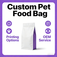 Sachet d'emballage alimentaire personnalisé en plastique avec UV sélectif, refermable, à fermeture éclair, pour aliments pour animaux de compagnie, pochette verticale en Mylar, pour aliments pour chats et chiens de 1 kg à 25 kg
