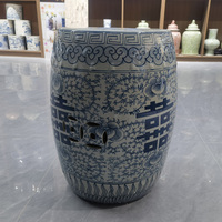 Tabouret de jardin décoratif en céramique antique de Jingdezhen, style chinois bleu et blanc, double bonheur