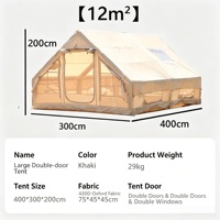 Tente de glamping gonflable de luxe commerciale 12 places ㎡   Tente d'hébergement extérieure pour complexe hôtelier, deux chambres, maison de camping imperméable