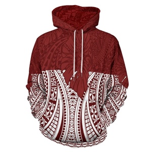 Felpe con cappuccio di alta qualità all'ingrosso da uomo polinesiano Design tribale rosso <span class=keywords><strong>oversize</strong></span> <span class=keywords><strong>felpa</strong></span> con cappuccio Unisex Streetwear con cappuccio - Product Image 1