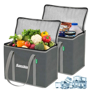 Sunshin Lot de 2 grands sacs isothermes avec fermeture éclair et doublure en feuille d'aluminium pour aliments, camping, courses, sac isotherme pour vin - Product Image 1
