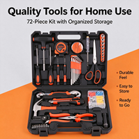 Ensemble complet d'outils ménagers en coffret rigide, 72 pièces, kit d'outils à main pour la réparation à domicile, l'entretien, l'utilisation quotidienne, l'organisation et le rangement