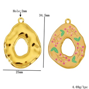 Pendentifs en émail d'acier inoxydable en forme de triangle, ovale et fleur pour la création de bijoux DIY (boucles d'oreilles, colliers, accessoires) - Product Image 3