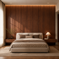 Système de panneaux muraux en placage de noyer de luxe sur mesure, panneau mural moderne pour villa, hôtel, chambre à coucher