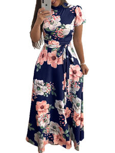 Y212048 <span class=keywords><strong>Hot</strong></span> Sale Sommer Frauen Kleid Party kleider Frauen Strand Langer Rock Frauen Blume Freizeit kleider - Product Image 4