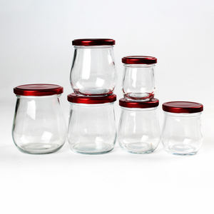 Botol penyimpanan Yogurt, disegel 100ml 200ml 250ml 300ml 380ml kaca bulat makanan penutup sarang burung puding jeli dengan tutup - Product Image 1