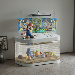 Acquario Rettangolare Quadrato da Tavolo in Vetro con Pompa dell'Acqua, Illuminazione per Piante, Eco-Compatibile, Ultra Silenzioso, 32L, Accessori per Soggiorno - Product Image 6