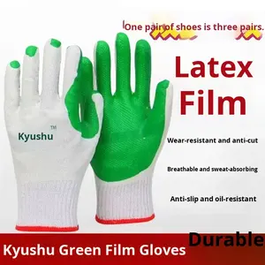 Guantes de Trabajo de Protección de Diez Dedos Kyushu Computer, de Hilo de Algodón Recubierto de Goma, Anticorte, Antideslizantes, Resistentes al Desgaste, para Parques Industriales - Product Image 3