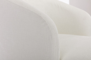 Poltrona Girevole Moderna in <span class=keywords><strong>Tessuto</strong></span> Chenille con Anello in Metallo Verniciato Nero, Arredamento per Soggiorno in Avorio - Product Image 4