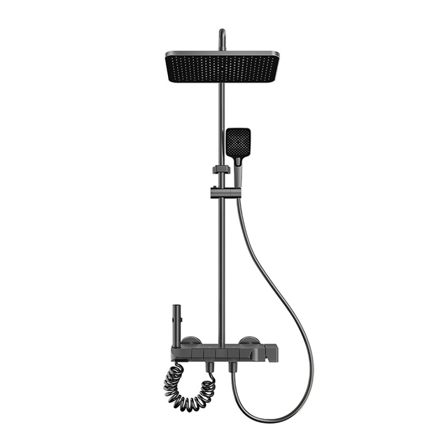 Piano Key Home Shower Set Powerful Pressurized Gun Gray Showerhead Thermostatic Faucets Multiple Spray Patterns for Bathroom