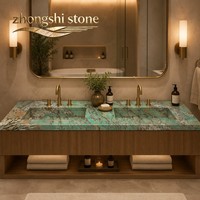 Marbre de luxe turquoise émeraude artistique, pierre naturelle polie unique avec veines, idéale pour la rénovation de villas de prestige