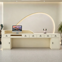 Comptoir de réception personnalisé ondulé et cannelé avec éclairage LED pour salon de beauté, spa, hôtel, bureau – Mobilier de réception