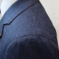 Costume CMT entièrement fait main, demi-toile, sur mesure, tailleur sur mesure, costume décontracté pour homme, veste en denim de style safari