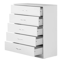 Commode blanche en bois à 5 tiroirs, meuble de rangement vertical pour chambre à coucher, commode haute pour salon