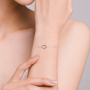 Minimalist 925 Silver <b>Bracelet</b> Everyday Wear Unisex Jewelry Hypoallergenic Polished Open Heart Chain <b>Bracelet</b> In Sterling Silver - Product Image 5