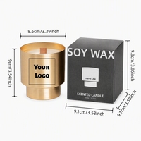 Bougie en cire de soja personnalisée avec logo, best-seller, mèche en bois noir et or, pot en métal, bougie parfumée à plusieurs niveaux pour la décoration de table à manger