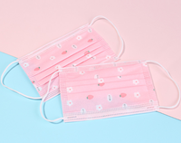 Masques jetables pour enfants confortables et respirants à 3 couches anti-poussière avec clip nasal réglable, motif de dessin animé mignon imprimé