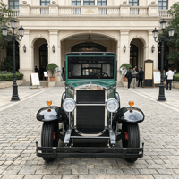 Voiture électrique vintage élégante vert foncé, type buggy, pour le transport de invités de mariage, avec moteur AC, 5-6 places, certifiée CE