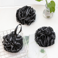 Spons Mandi Loofah Warna Hitam, Buket Spons Mandi Bola Mandi Loofah Spons Mandi Scrub Bunga Mandi Gelembung Warna Hitam