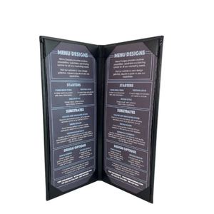 Protège-menus en cuir PU durables pour restaurant, à trois volets, avec 3 angles de vue, pour listes de vins et de menus, avec impression UV, pour bars et cadeaux (Tendance) - Product Image 2