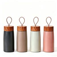 Botol Vakum Mini 280ml, Botol Air Stainless Steel 304 dengan Tutup Motif Kayu, Mug Kopi Terisolasi Portabel, Hadiah Perjalanan