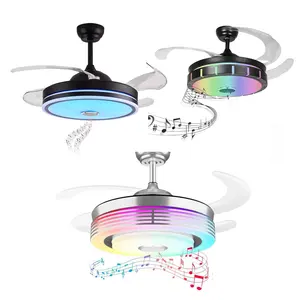 New products Modern Luxury Fancy Crystal Lights Living Room Silent Invisible Ceiling Fan