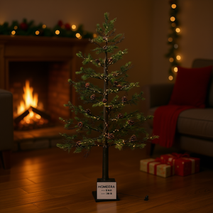 Homeera Artificial Christmas Tree 2.1m High Simulation Indoor Decorative Tree with Lights and Pinecones - Product Image 2