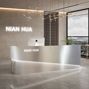 Décoration de <span class=keywords><strong>magasin</strong></span> OEM nouvelle boutique de perruque moderne conception de bureau de réception <span class=keywords><strong>en</strong></span> acier inoxydable or Salon de beauté comptoir de caisse bureau avant pour <span class=keywords><strong>magasin</strong></span> de mariée - Product Image 3