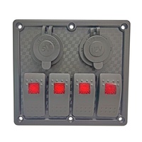 Amomd Panneau de commande d'éclairage électrique 12V avec 4 prises USB doubles et interrupteur marche/arrêt, courant maximal 20A pour yacht