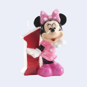 Vela de Cumpleaños de Minnie Mouse Número 1, Diseño de Puntos Rosas, 7 cm, Decoración para Fiestas - Product Image 1