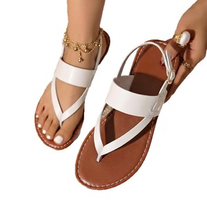 Sandalias Casuales de Estilo Europeo para Mujer, Talla Grande, con Punta Abierta, Color Sólido, Suela Plana, Ideales para la Playa - Product Image 6