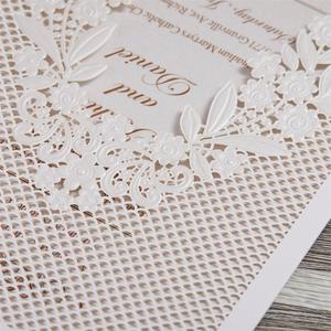Thanh lịch túi lời mời đám cưới vàng Flora cut-out Thiết kế laser cắt lá dập nổi Ribbon Bow với phù hợp với phong bì - Product Image 4