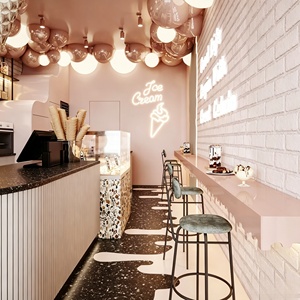 Diseño Interior de Heladería y Cafetería, Servicio Integral de Renovación de Tiendas de Postres Comerciales Personalizadas, Decoración Moderna para Tiendas de Dulces - Product Image 3