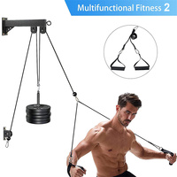 Sistem Perlengkapan Mesin Kabel Katrol DIY yang Dipasang di Dinding untuk Latihan Kekuatan Otot Biceps dan Triceps, Peralatan Olahraga Kebugaran