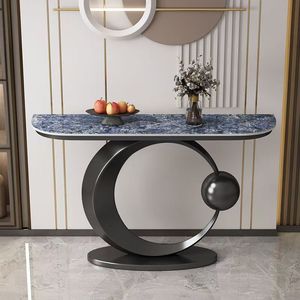 Consolle da <span class=keywords><strong>Ingresso</strong></span> di Lusso con Base in Metallo Oro Rosa e Piano in Marmo Sinterizzato, Design Moderno per Corridoio e <span class=keywords><strong>Ingresso</strong></span> - Product Image 6