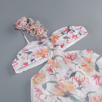 Robe longue florale asymétrique en mousseline à volants et découpes latérales pour femme, style bohème d'été, vente en gros