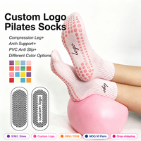 Chaussettes de Pilates personnalisées antidérapantes avec logo, respirantes pour femmes