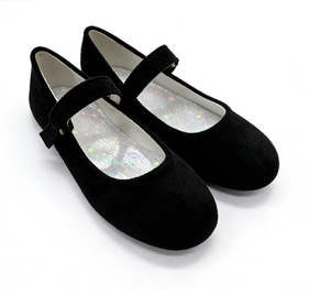 Chaussures plates Mary Jane en daim personnalisables/OEM pour filles, chaussures d'école confortables en velours noir avec sangle réglable, chaussures pour enfants. - Product Image 1