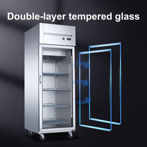 Réfrigérateur vertical de cuisine, réfrigérateur commercial, réfrigérateurs à ouverture supérieure, portes en <span class=keywords><strong>verre</strong></span> à charnières, éclairage intérieur LED - Product Image 4
